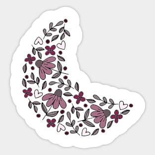 Floral/Heart Moon Sticker